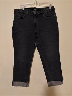 Riders by Lee Women's Black Cropped Jeans with Raw Cuff